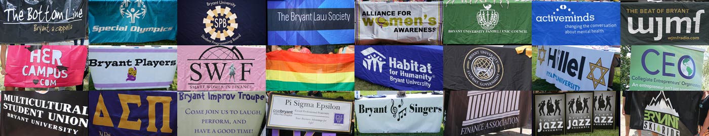 collage of banners representing student clubs and organizations